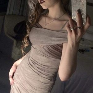 Guess ruched champagne mini dress.